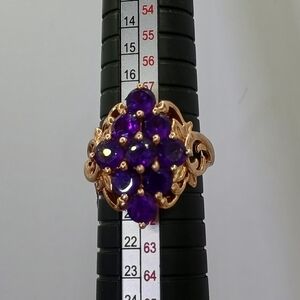 Purple Gemstone Gold Plated Sterling Silver Ring Size 9
